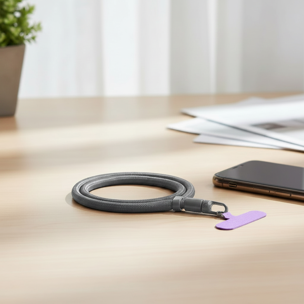 Grey phone wrist strap