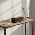 CordNest bamboo cable management box for hiding cords and power strips